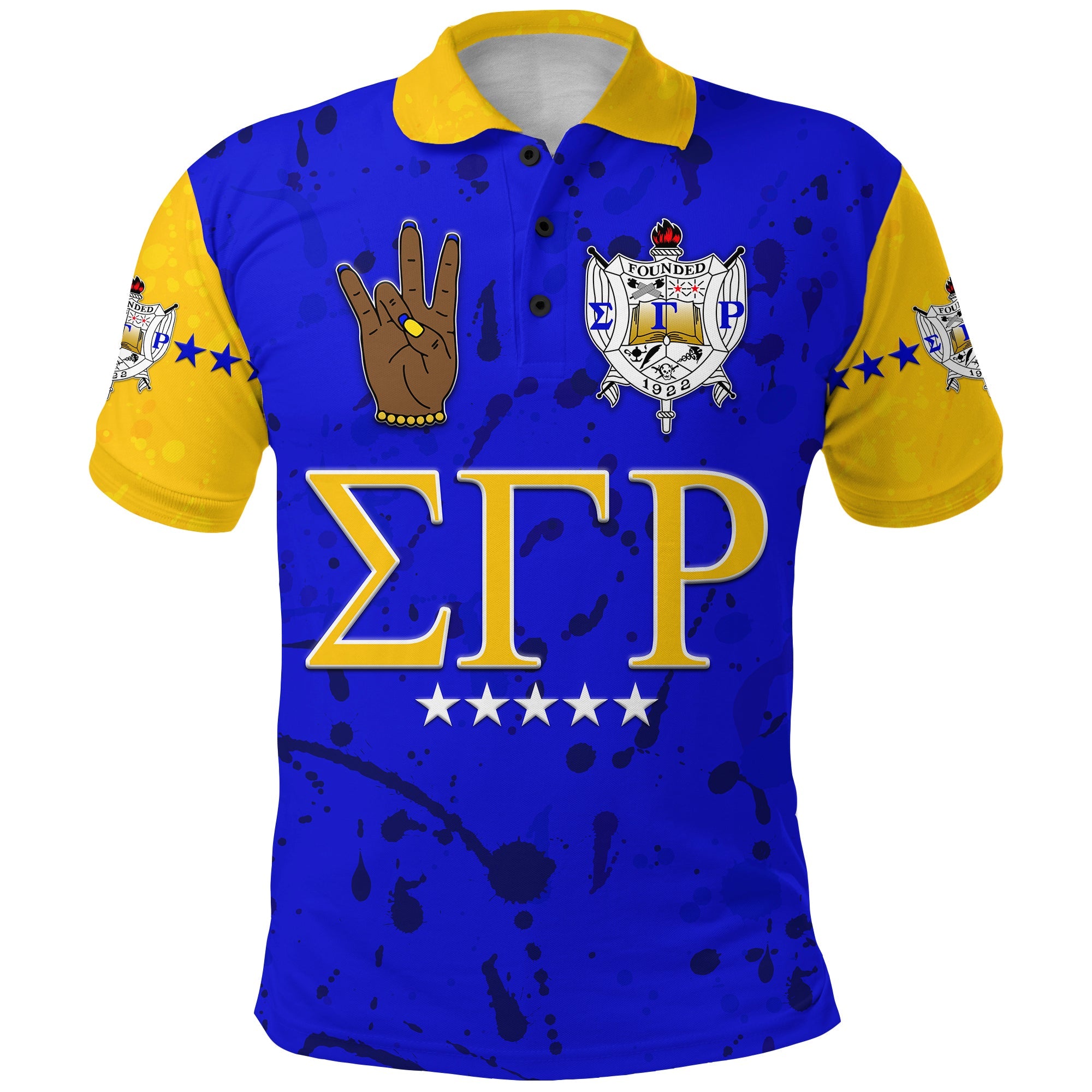 Sigma Gamma Rho Polo Shirt Original Style Blue Gold Lt8