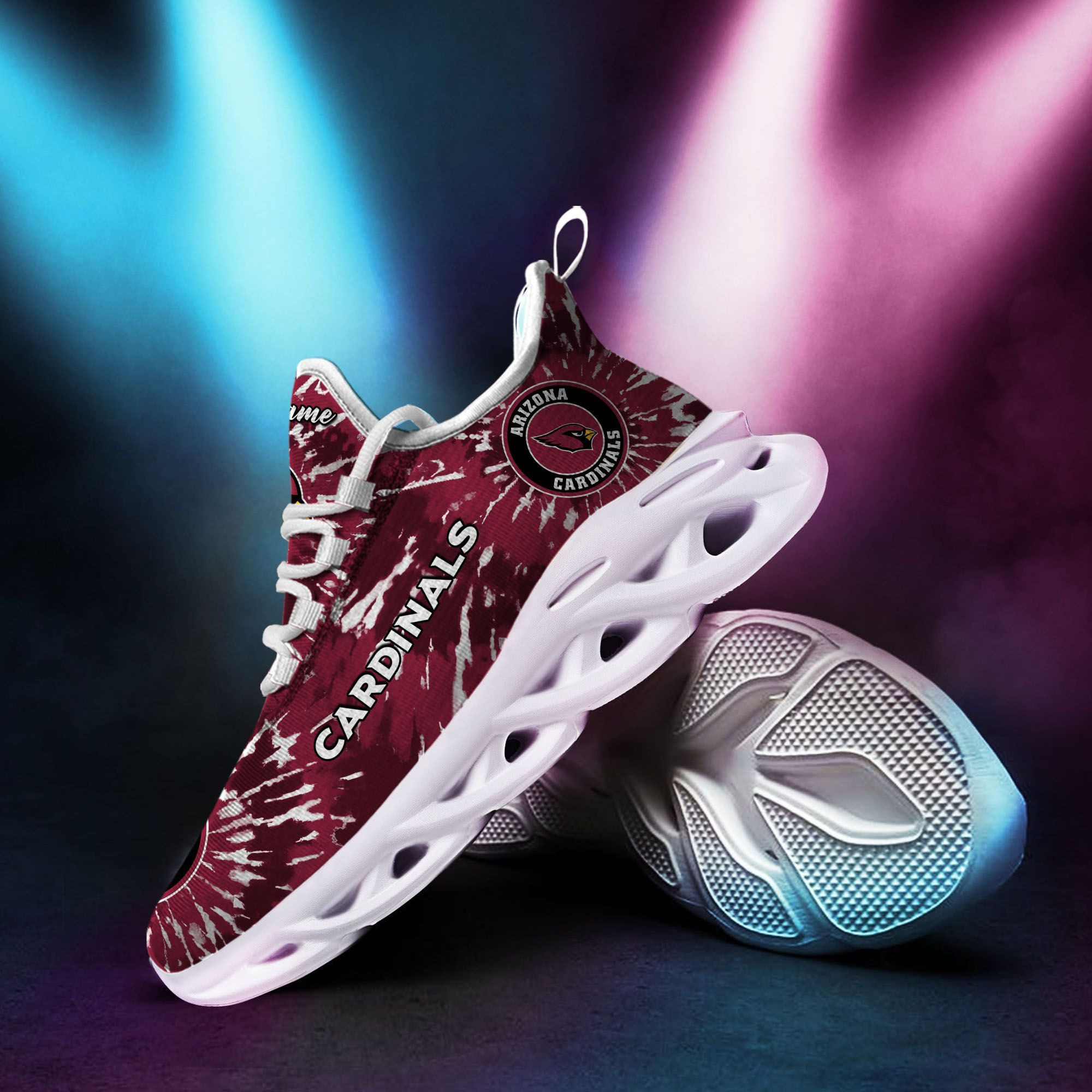 Arizona Cardinals Custom Name Tie Dye Max Soul Sneaker Shoes For Fans