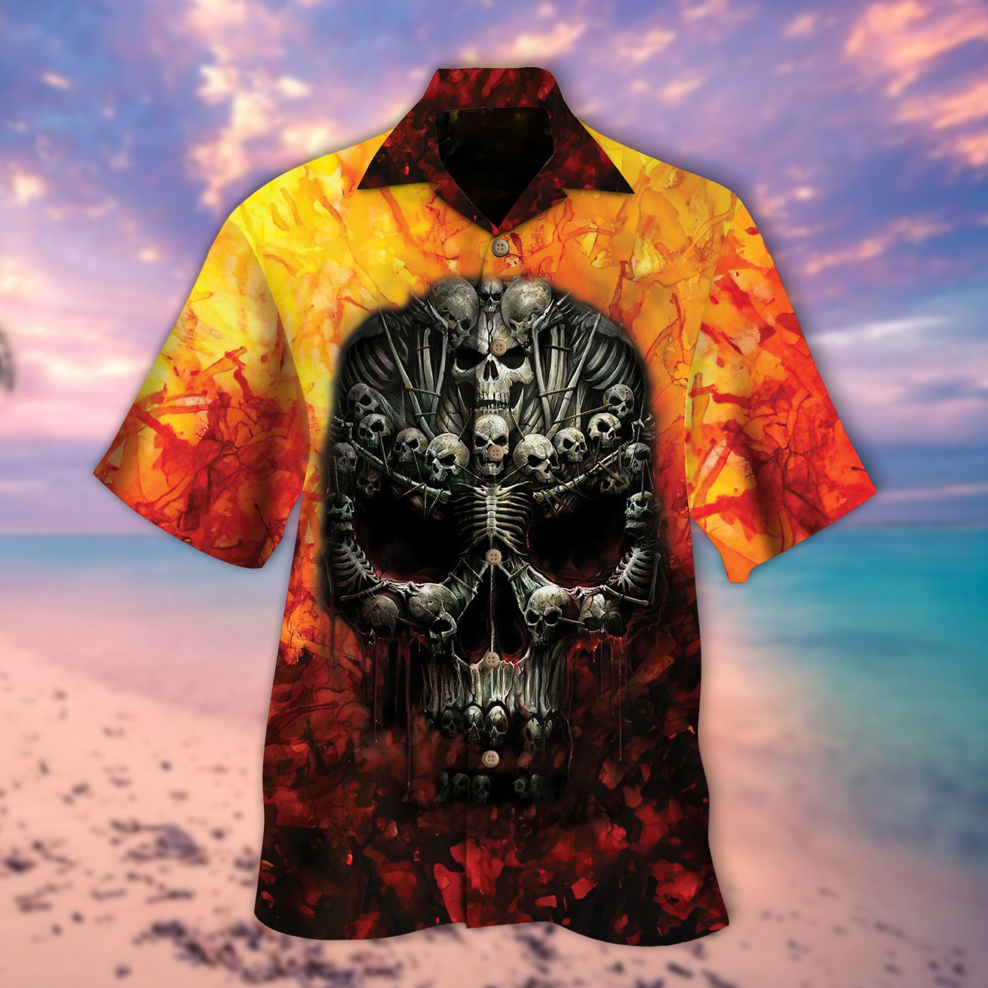 Yellow Red Skull Hawaii Lover Hawaii Shirt For Men Women Ha12404