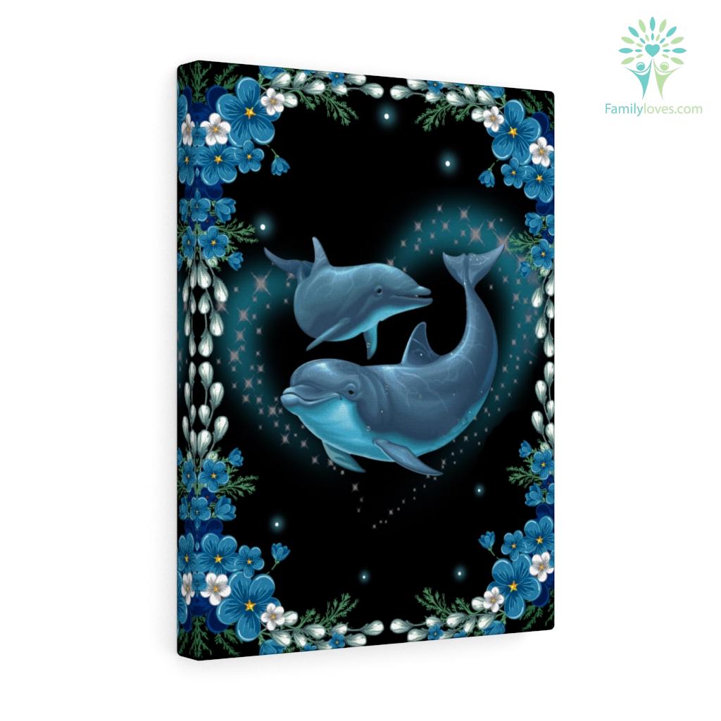 Beautiful Dolphins Heart Canvas