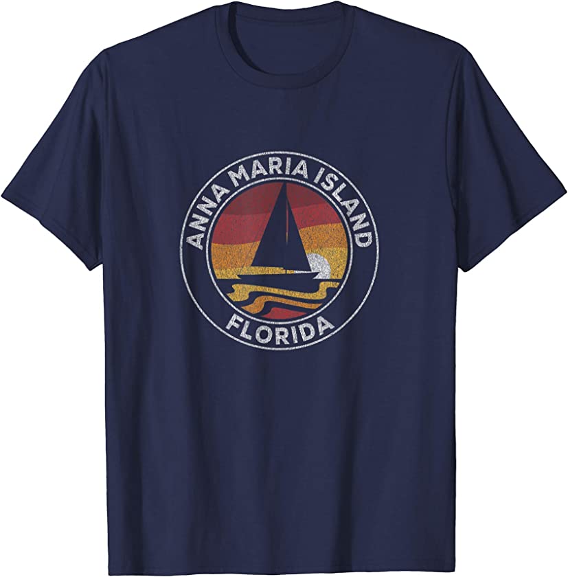 Anna Maria Island Florida Vintage Sailboat 70s Retro Sunset T-Shirt