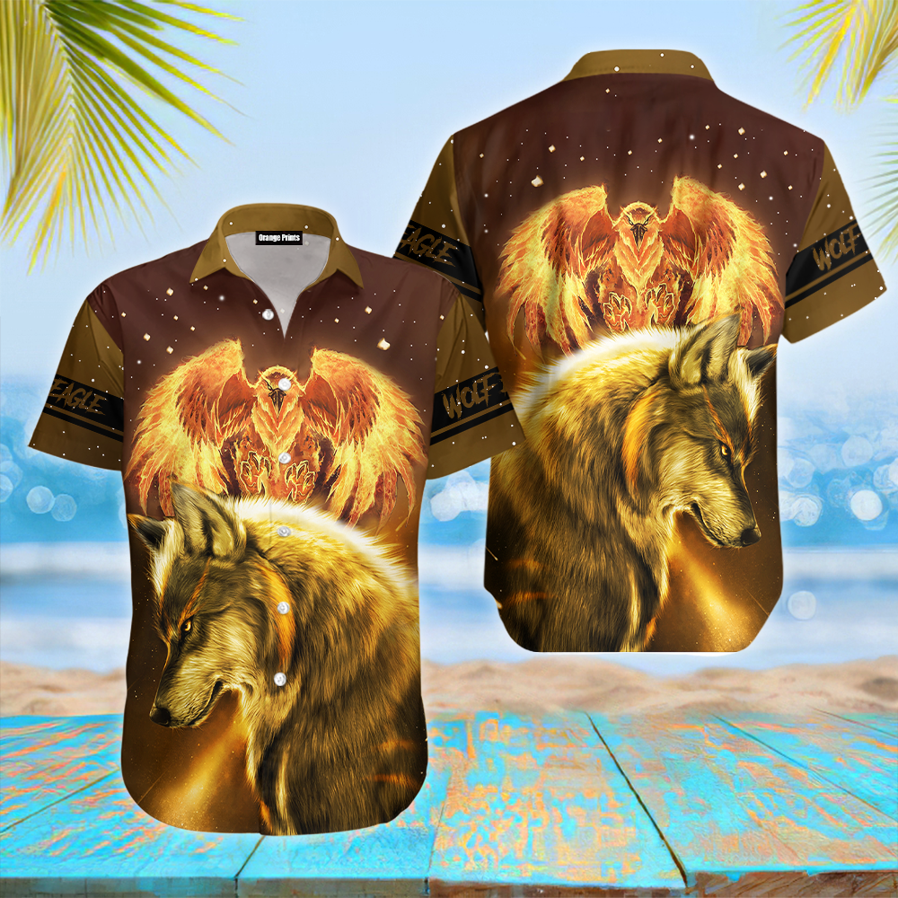 Fire Eagle And Wolf Aloha Hawaii Shirts For Men Women Ha89553