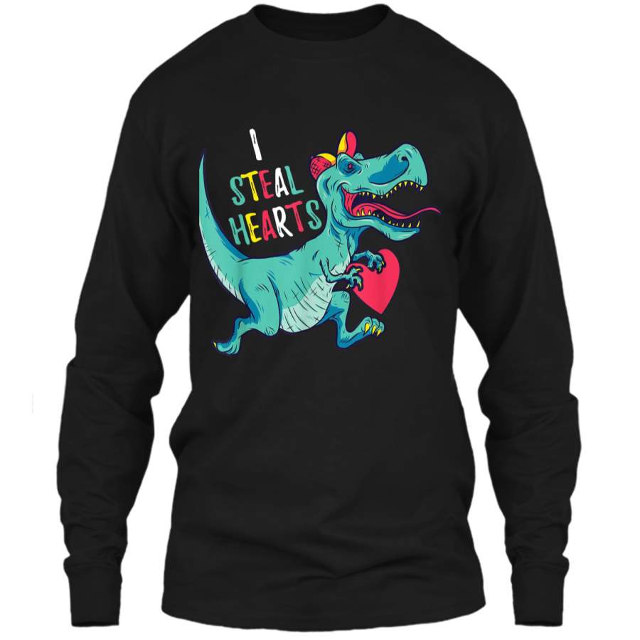 Valentines Day Dinosaur I Steal Hearts  Gifts for Boys LS Ultra Cotton Tshirt