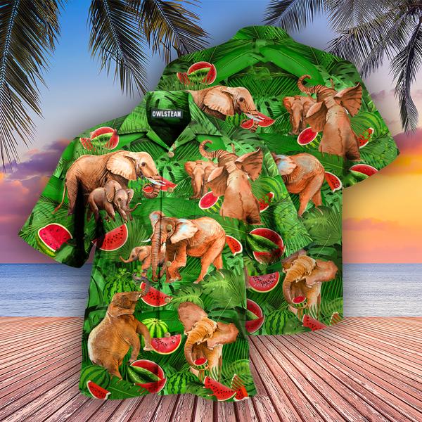 Elephants Funky Watermelon With Elephants Edition – Hawaiian Shirt – Hawaiian Shirt For Men, Hawaiian Shirt For Women, Aloha Shirt