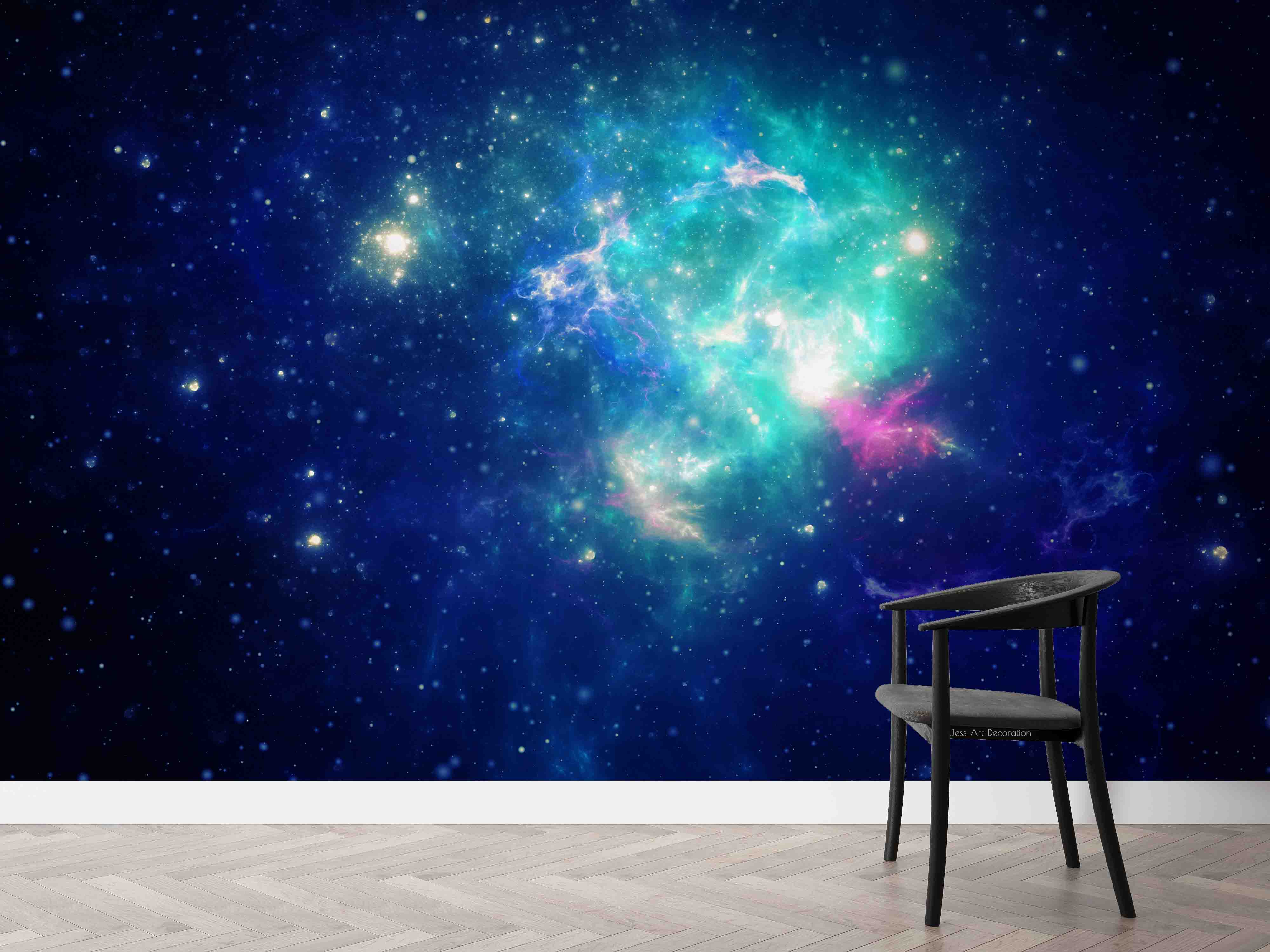 3D Space Green Nebula Wall Mural Wallpaper Gd 2242