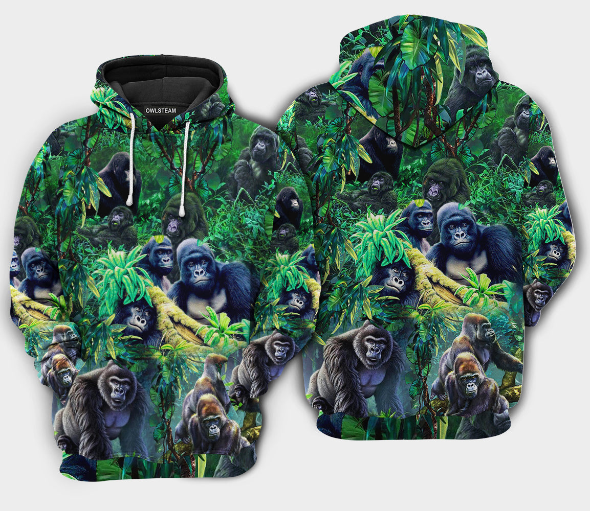 Animals Family Of Gorillas In The Jungle - Hoodie - Hood02Tnh240921