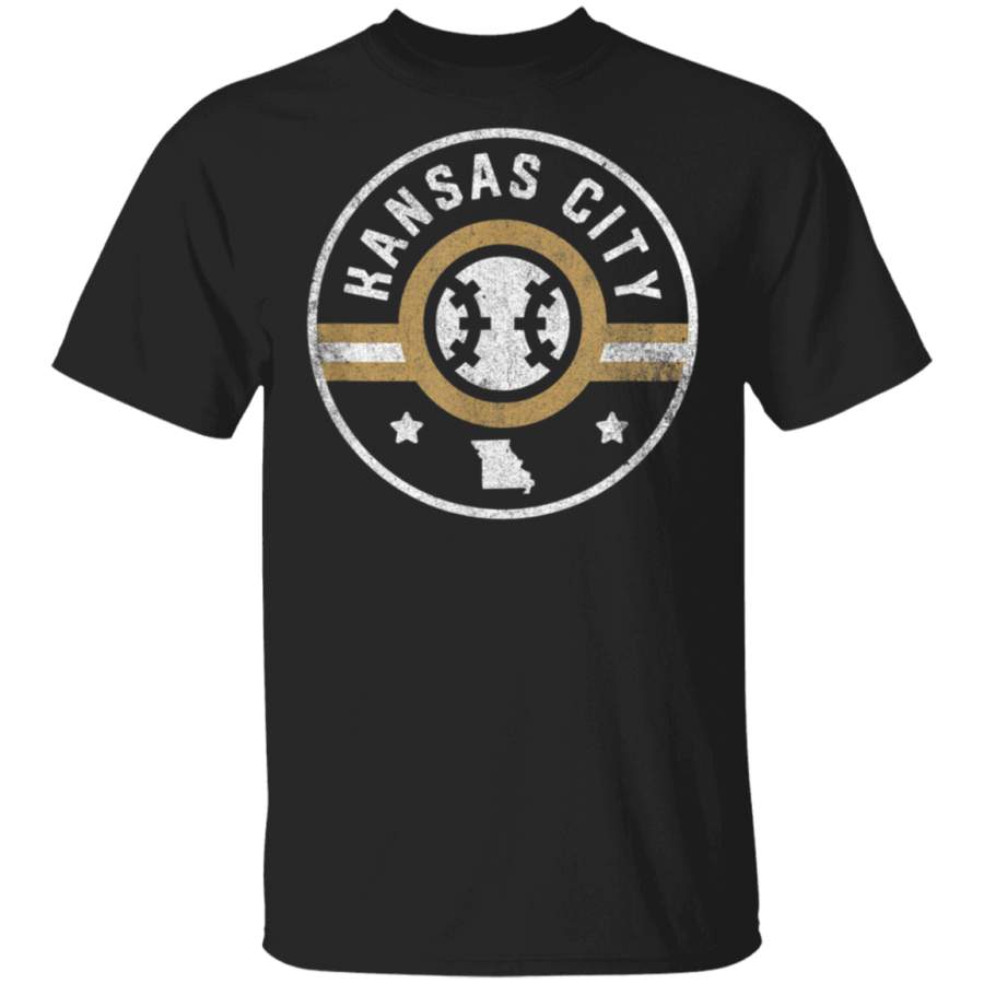 Kansas City Baseball Stars and Stripes Missouri Outline TShirt