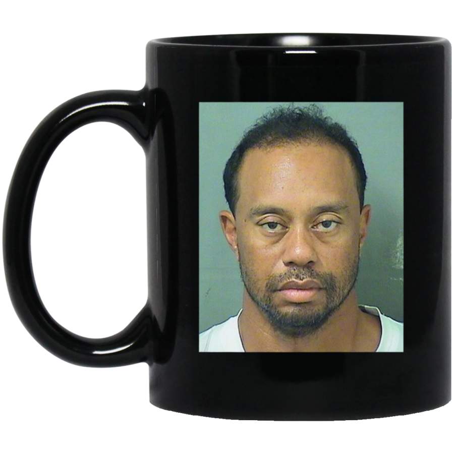 Tiger-Woods-Mugshot-Mug Black Mug