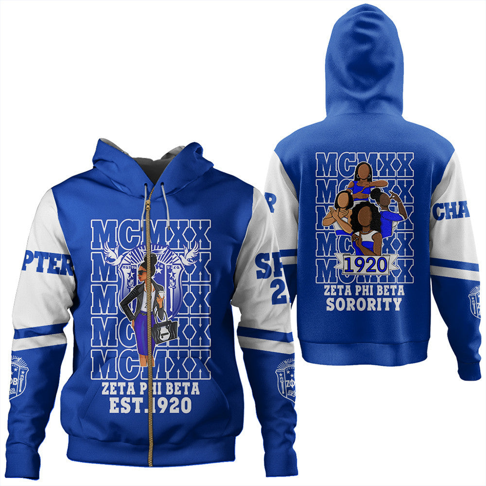 Sorority Hoodie – Personalized Zeta Phi Beta Mcm Style Zip Hoodie