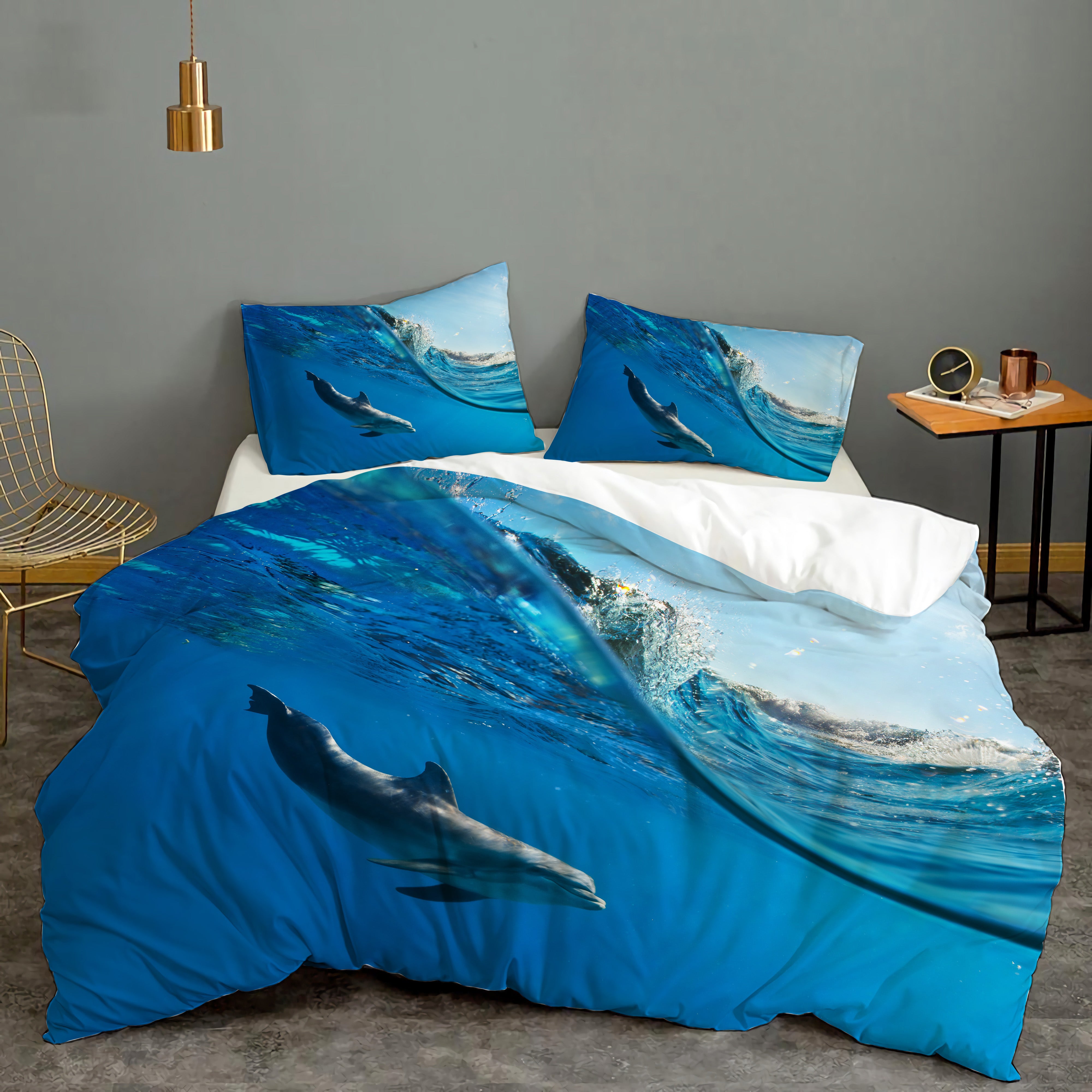 3D Blue Sea Animal Dolphin Quilt Cover Set Bedding Set Duvet Cover Pillowcases 29