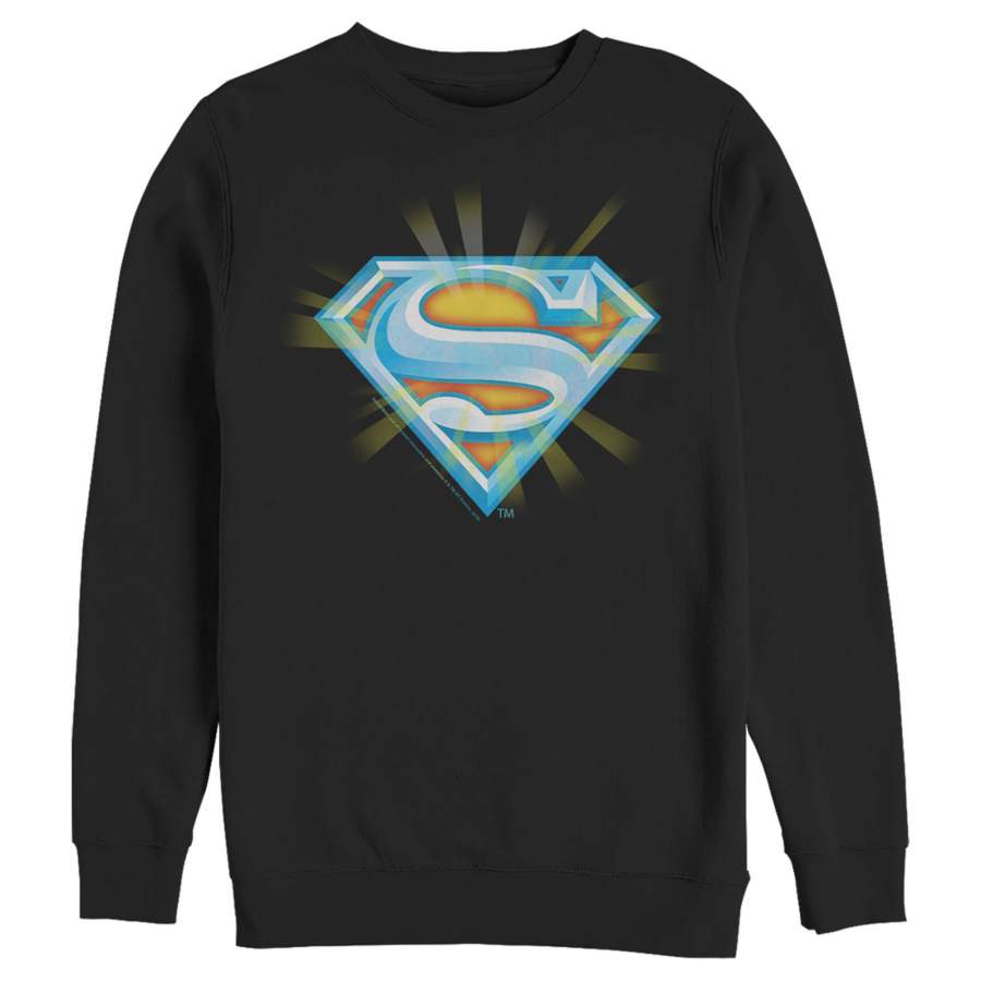 Superman Men’s Glowing Shield Logo  Sweatshirt