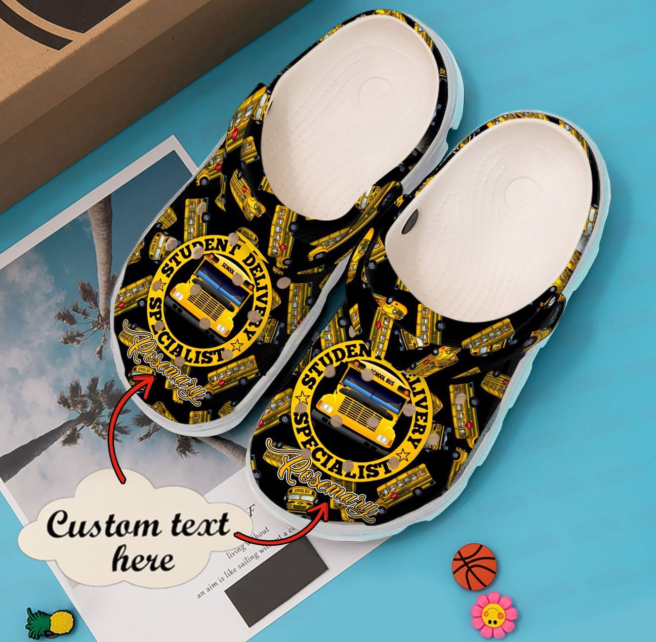 Bus Driver Personalized Clog, Custom Name, Text, Color, Number Fashion Style For Women, Men, Kid, Print 3D Student Delivery Specialist