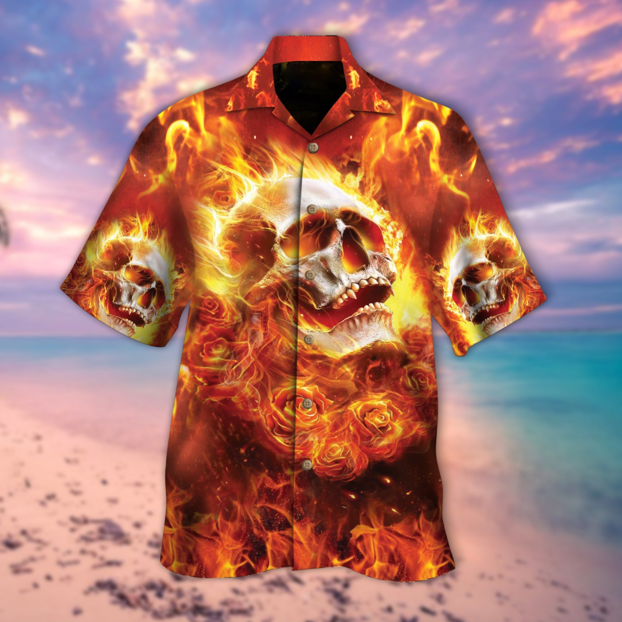 Fire Rose Skull Hawaii Lover Hawaii Shirt For Men Women Ha62125