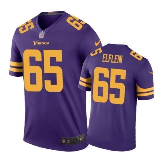 Minnesota Vikings 65 Pat Elflein Color Rush Purple 3D Jersey