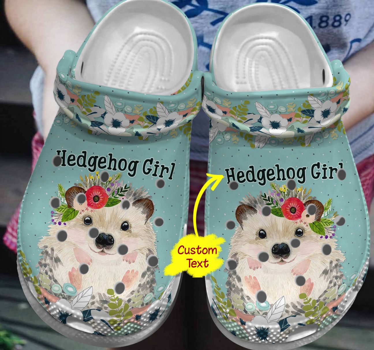 Hedgehog Personalized Clog, Custom Name, Text, Color, Number Fashion Style For Women, Men, Kid, Print 3D Hedgehog Girl