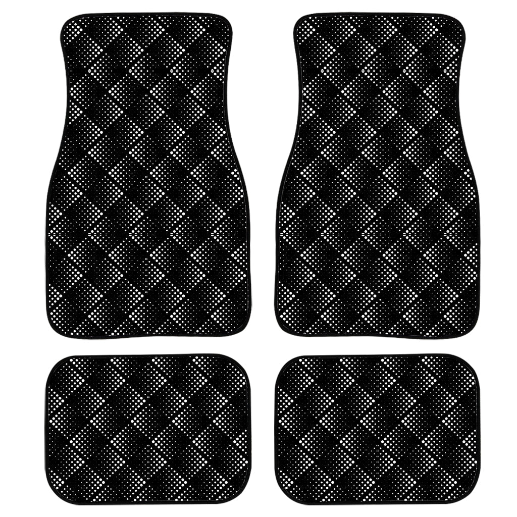 Dot Geometric Square Pattern Print Front And Back Car Floor Mats, Front Car Mat