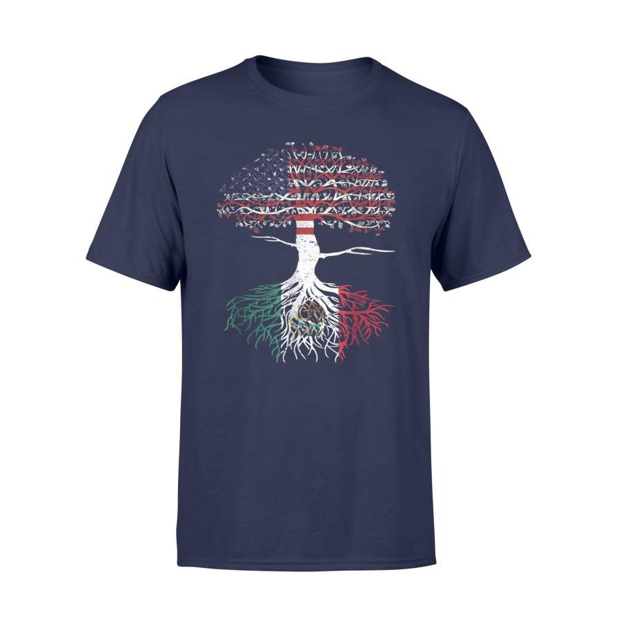 American Heart Mexican Roots Patriot Usa Mexico Flag Tee T-Shirt