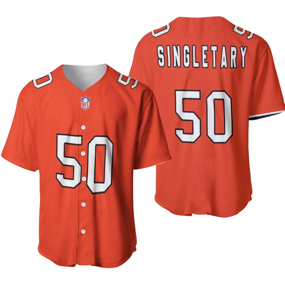 Chicago Bears Mike Singletary #50 NFL Great Player American Football Team Custom Game Orange 3D Designed Allover Gift For Bears Fans Baseball Jersey