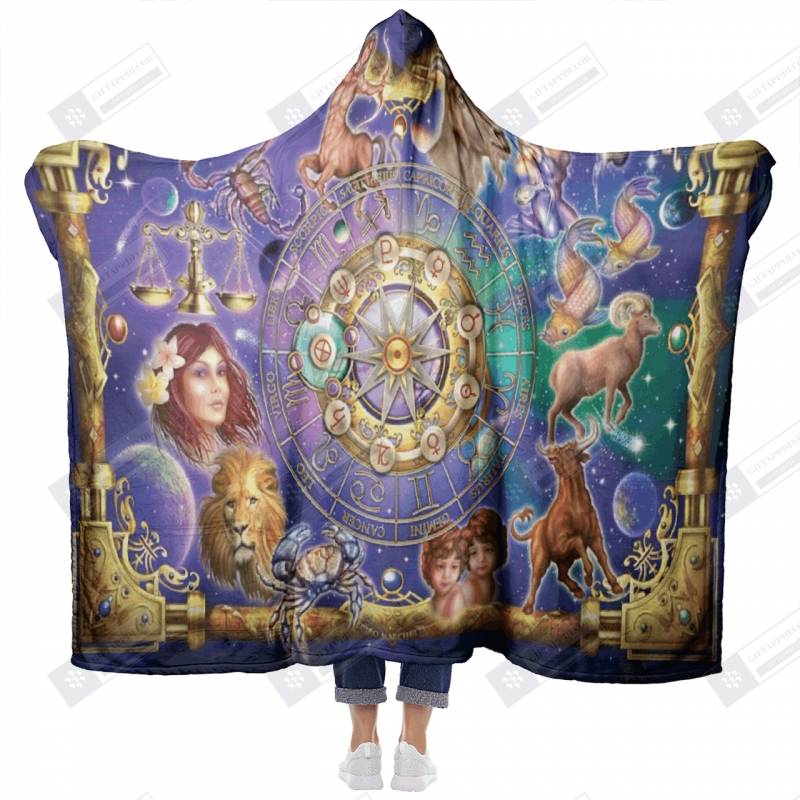 Vintage Zodiac Hooded Blanket