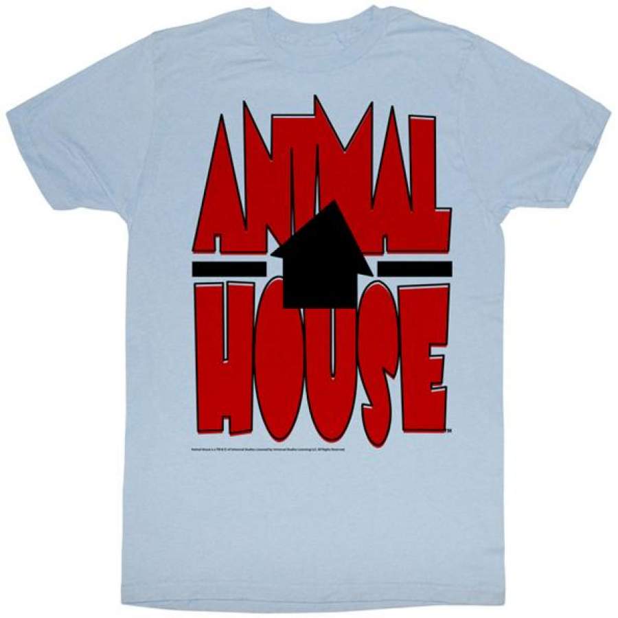 ANIMAL HOUSE-TILTED HOUSE-LIGHT BLUE HEATHER ADULT S/S T-SHIRT