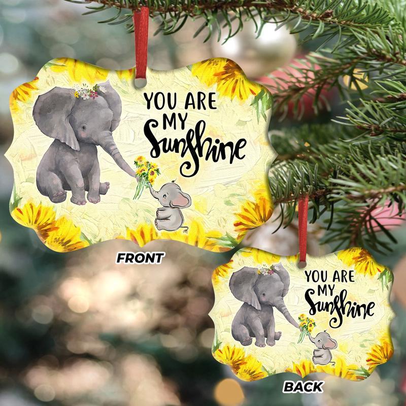 You Are My Sunshine Wood Ornament, Mother And Child, Elephant Lovers Ornament