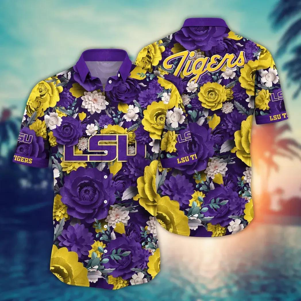 Lsu Tigers Ncaa Flower Aloha Hawaiian Shirt 4, Ncaa Hawaiian Shirt