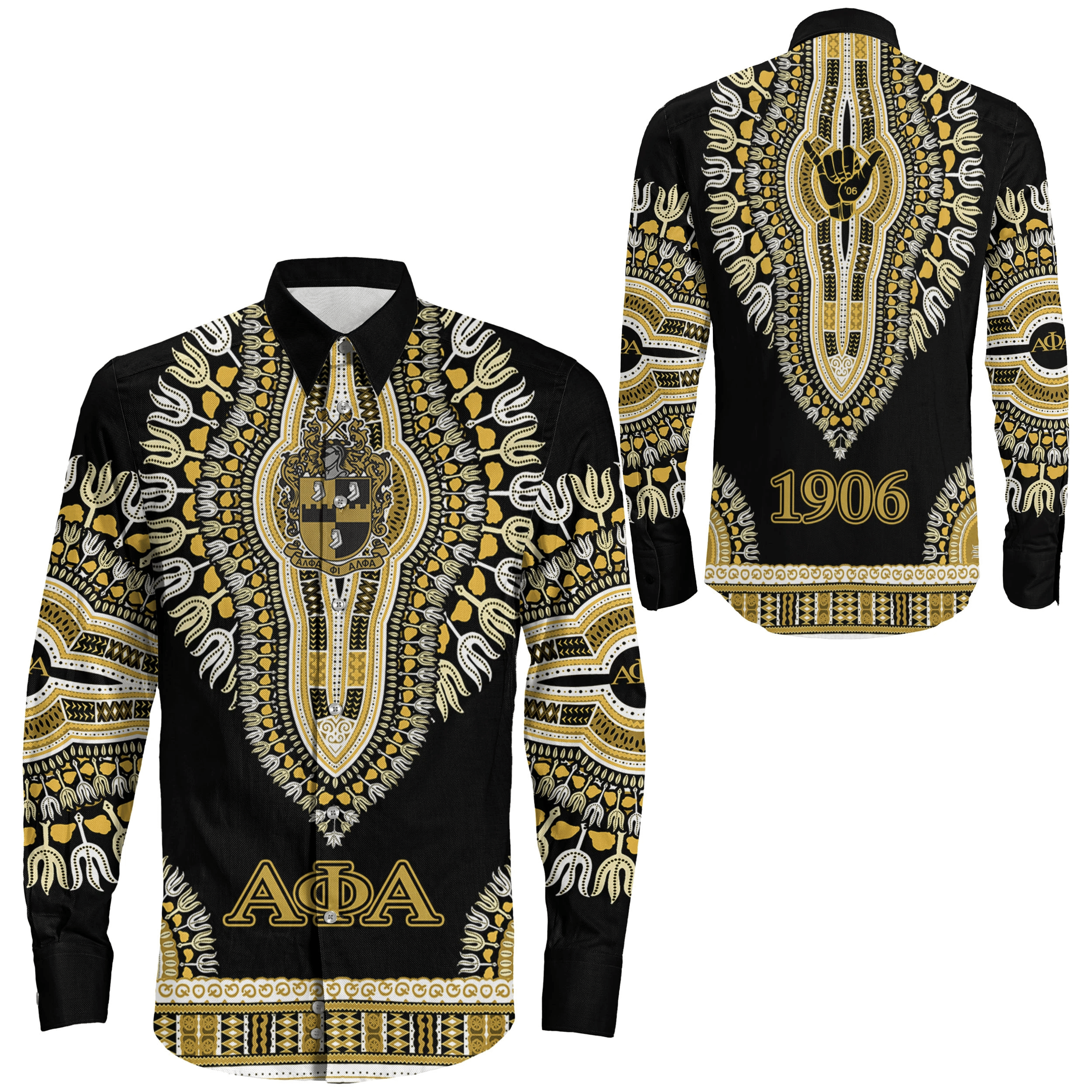 Africa Zone Shirt – Alpha Phi Alpha Dashiki Long Sleeve Button Shirt A31