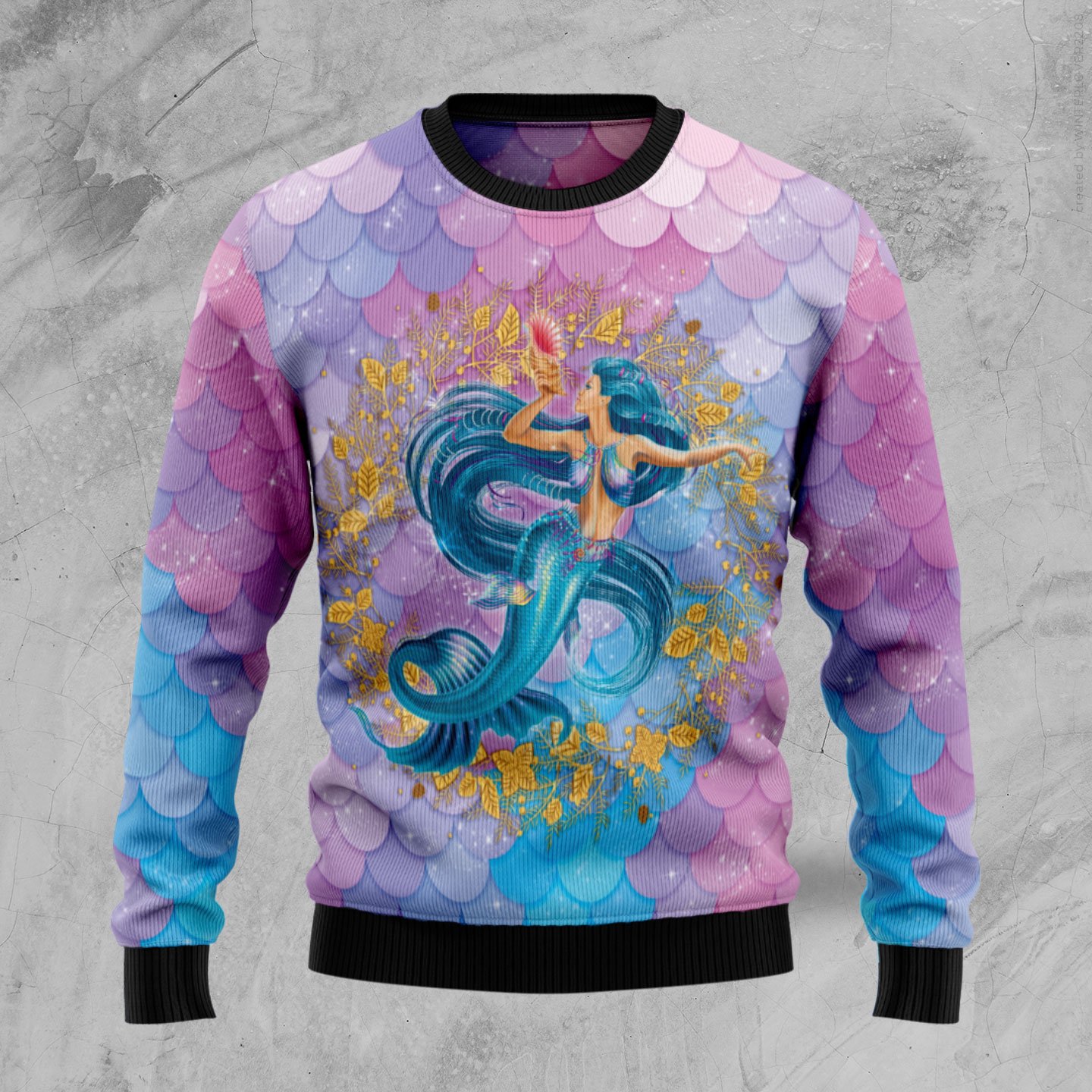 Awesome Mermaid TG51130 unisex womens & mens, couples matching, friends, mermaid lover, funny family ugly christmas holiday sweater gifts (plus size available)