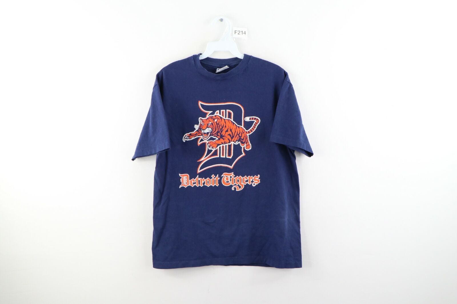 Vintage 80S Mens Small Detroit Tigers Old English D Baseball Spell Oushirt