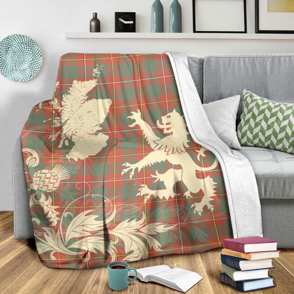 Tartan Blanket Bruce Ancient Tartan Scotland Lion Thistle Map Plaid Blanket