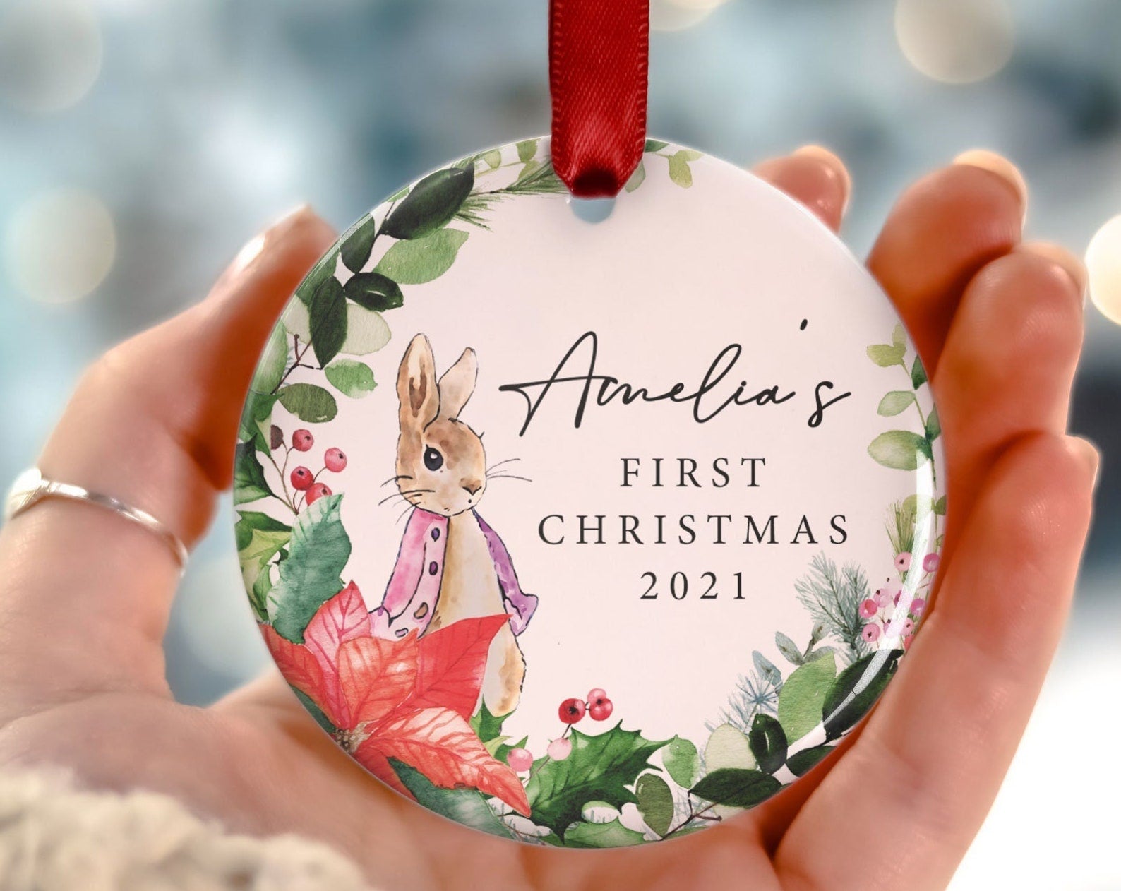 Personalized Baby’S First Christmas 1St Baby Gift Peter Rabbit Bauble New Baby Gift Keepsake Ornament