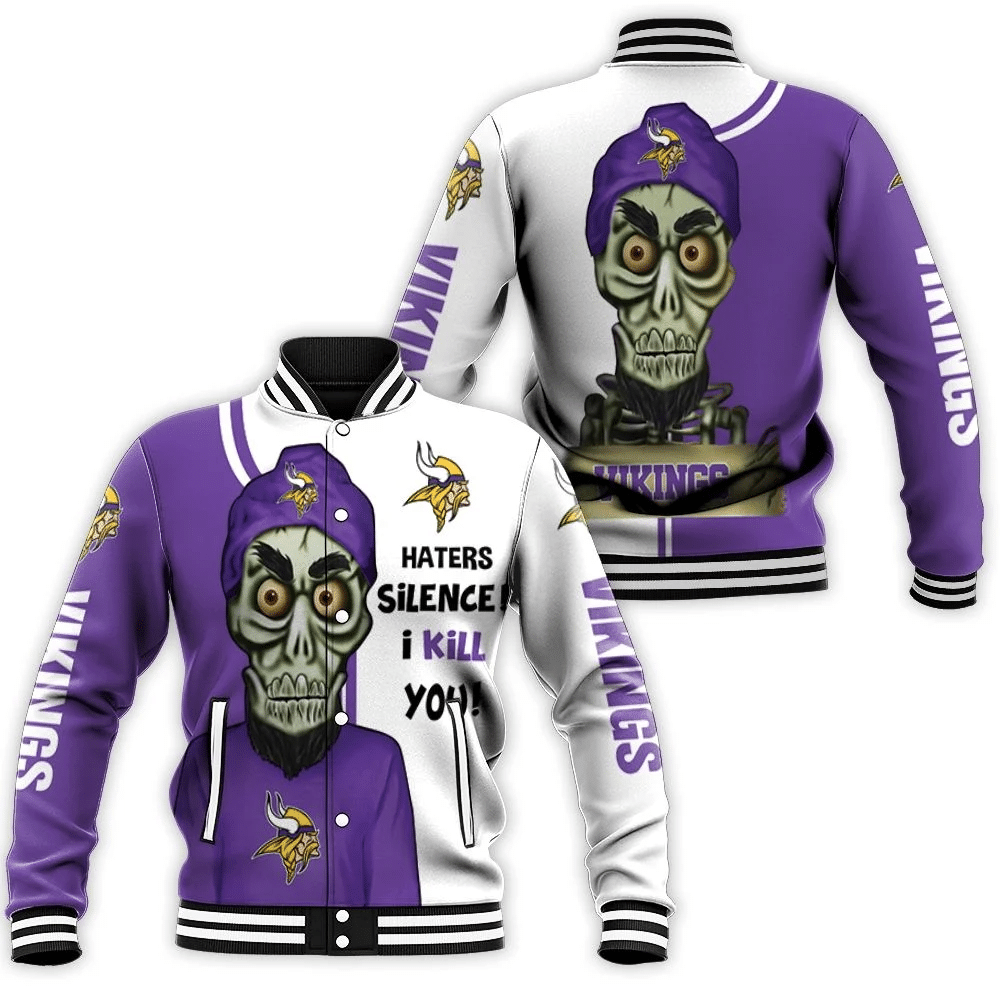 Minnesota Vikings Haters I Kill You 3D Baseball Jacket For Men Women