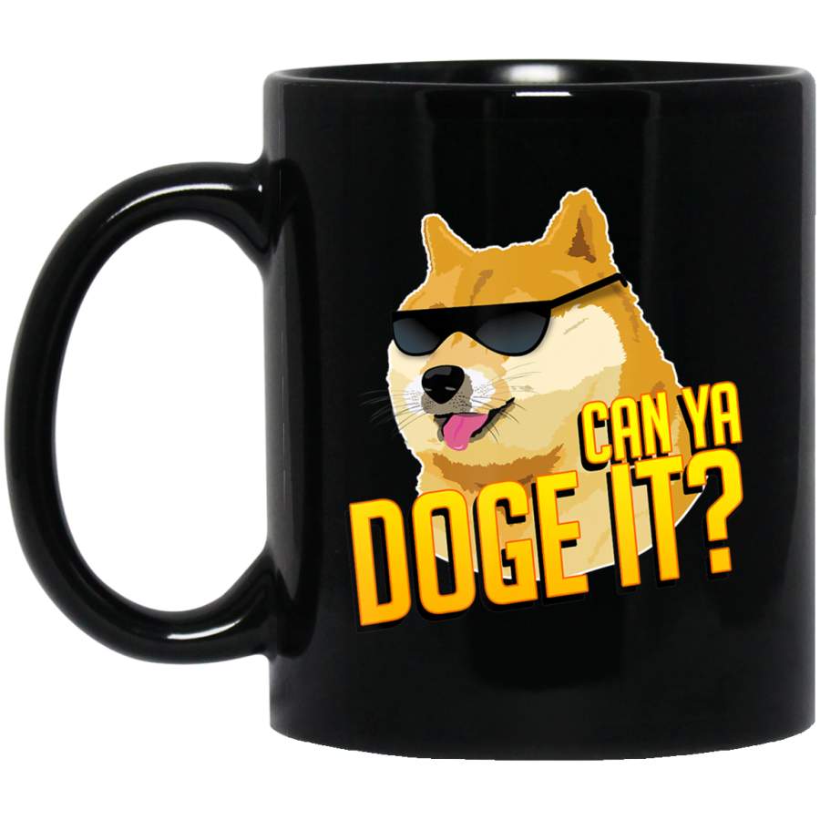 Can Ya Doge It Shibe Shiba Inu Glasses Kids 11oz 15oz Black Mug Happy Easter Day Funny Colors Eggs Bunny Ears Peeps Cute