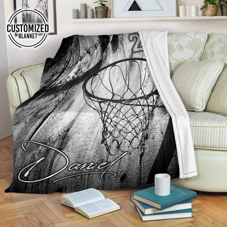 Basketball Hoop Black And White Customized Blanket