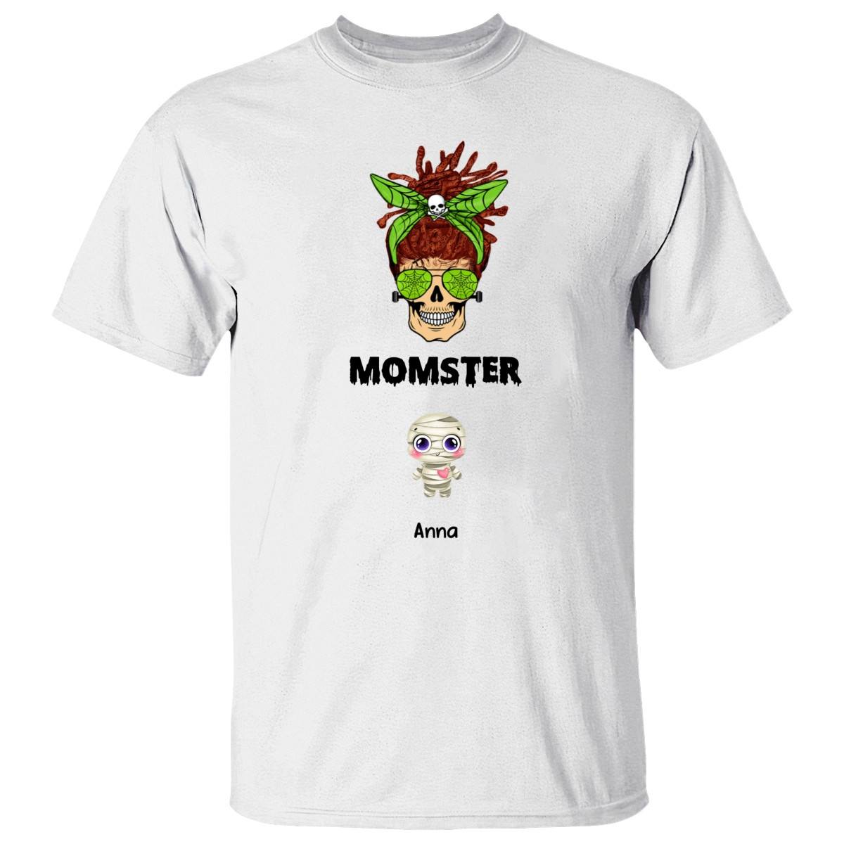 Halloween Messy Bun Monster With Little Kids Personalized Shirt Gift For Mom – Grandma