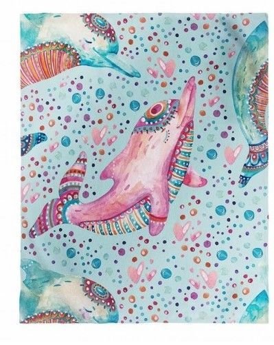 Cute Sweet Dolphin Sherpa Fleece Blanket RR4870