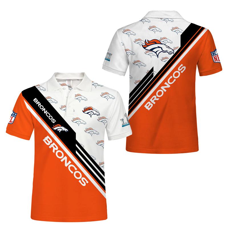 Denver Broncos Button Up Polo Shirt