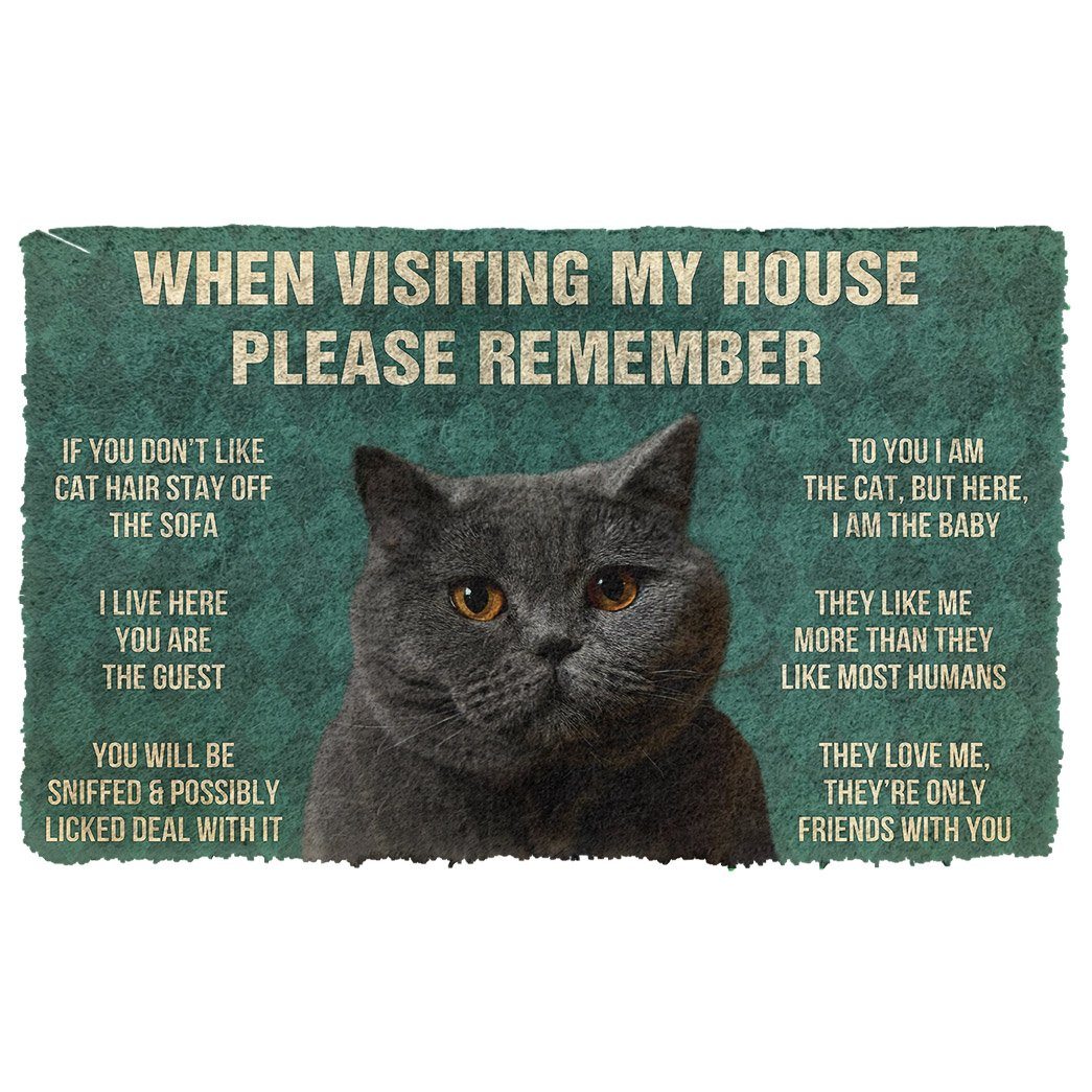 Gearhumans  GearHuman 3D Please Remember British Shorthair Cat House Rules Doormat