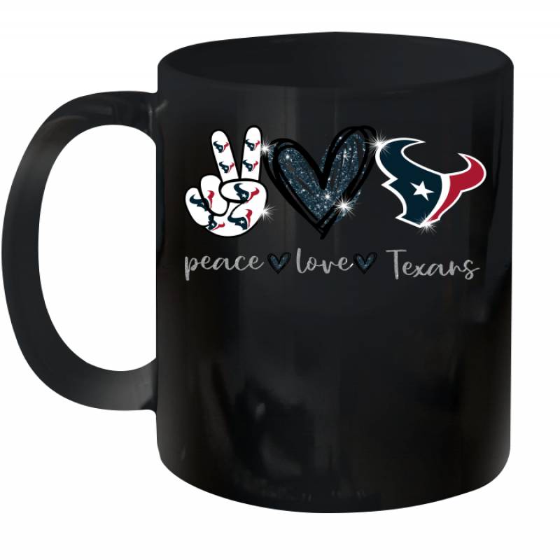 Peace Love Texans gift for Houston Texans Fans Ceramic Mug 11oz