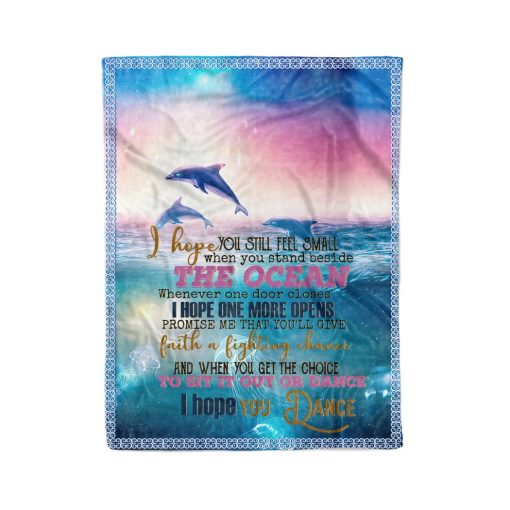 Dolphin I Hope You Dance Quilt  Fleece Blanket