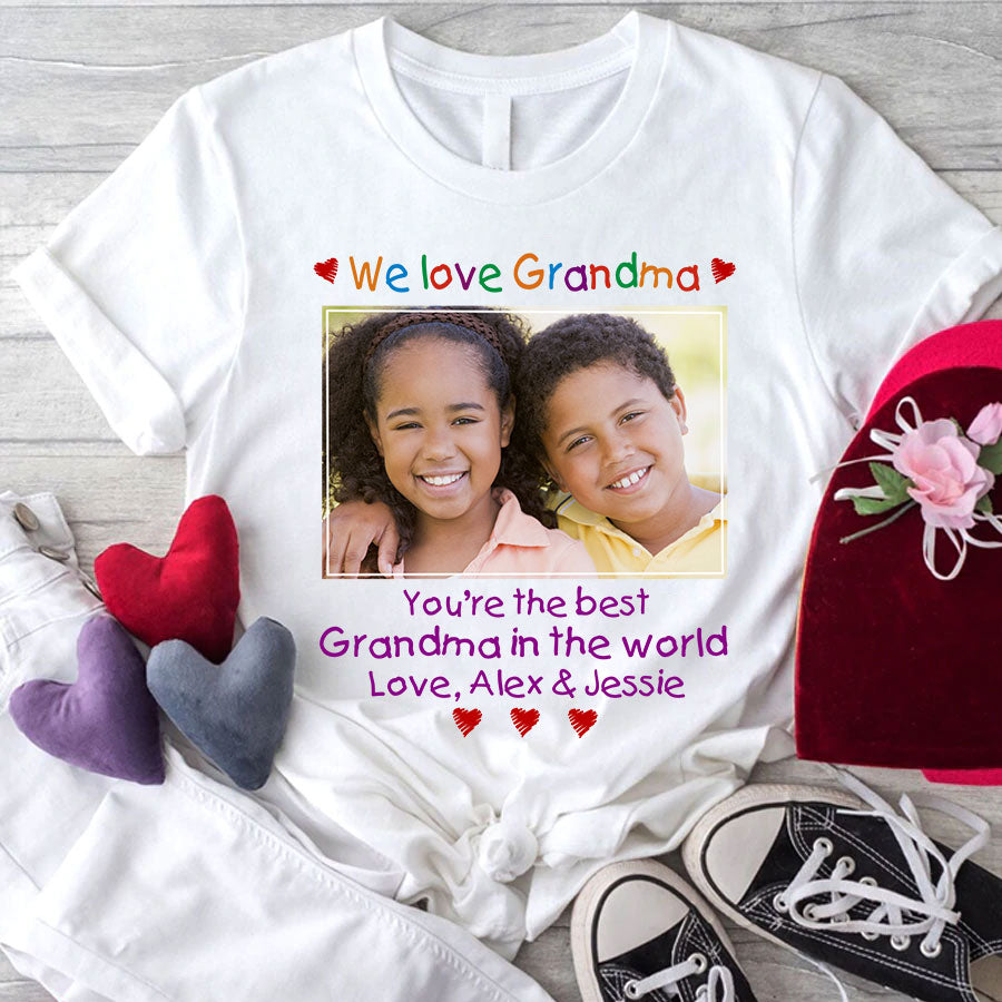 Presonalized We Love Grandma Custom Photo T-Shirt