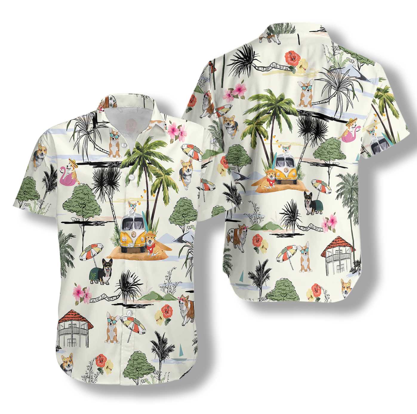 Corgi Hawaiian Beach Shirt Ha64485