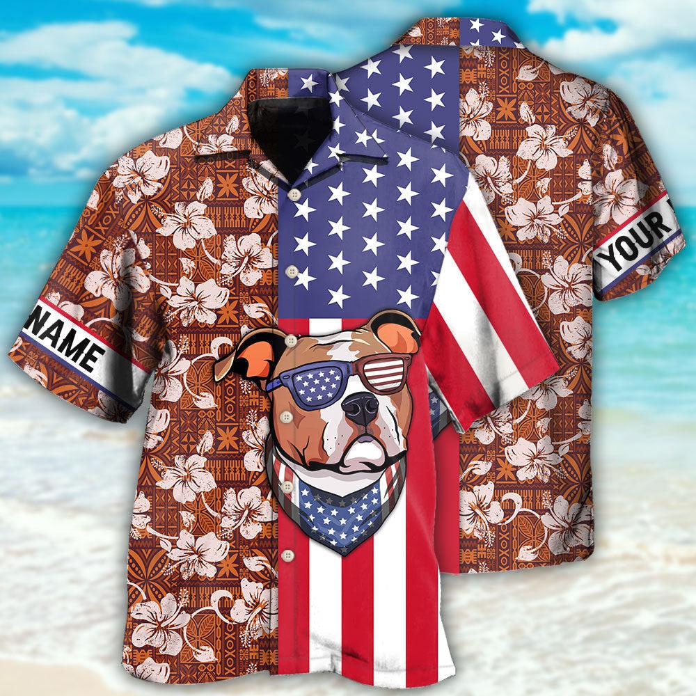 Staffordshire Bull Terrier America Tropical Floral Style Hawaii Shirt For Men And Women Ha88536