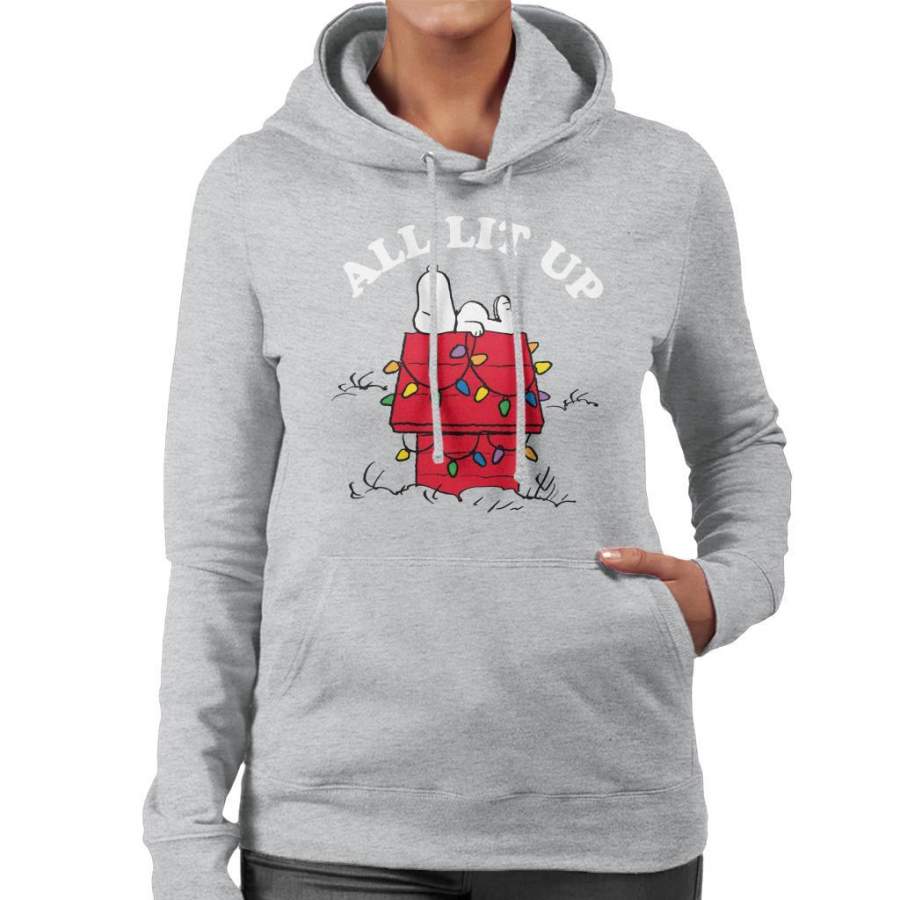 Peanuts Christmas All Lit Up Snoopy Women’s Hooded Sweatshirt