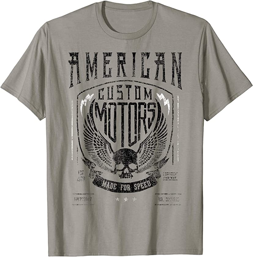 American Custom Motors Wing Skull Vintage Graphic T-Shirt