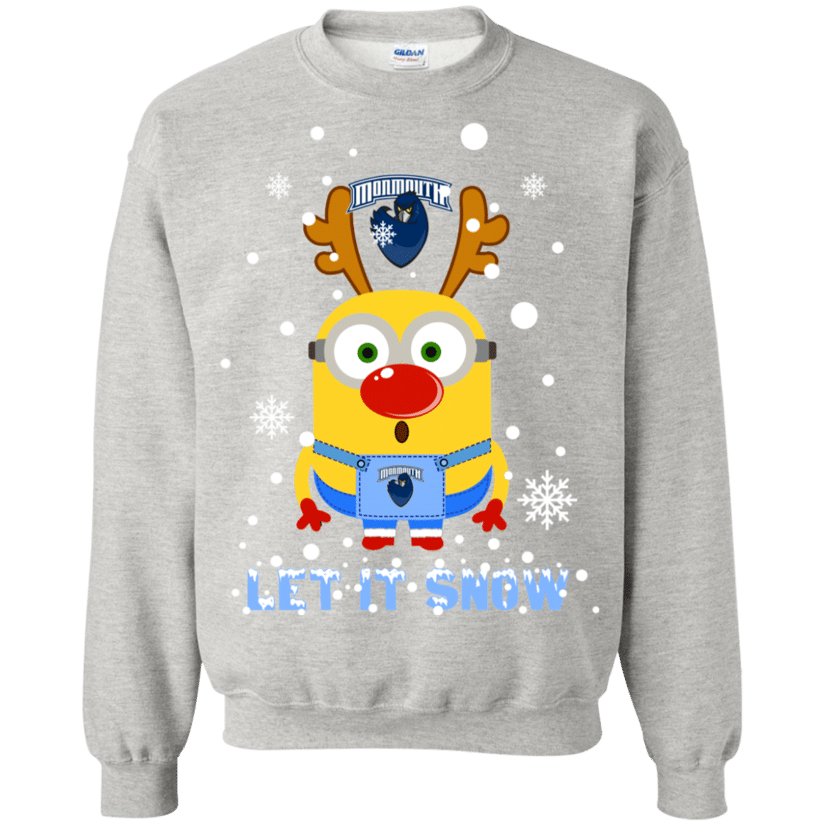 Check out this awesome Minion Monmouth Hawks Ugly Christmas Sweaters Let It Snow Sweatshirt