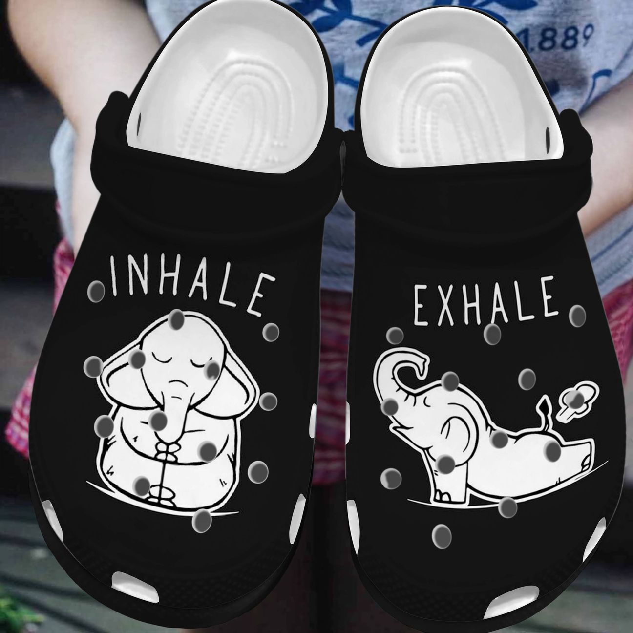 Elephant Personalized Clog, Custom Name, Text, Color, Number Fashion Style For Women, Men, Kid, Print 3D Inhale Exhale