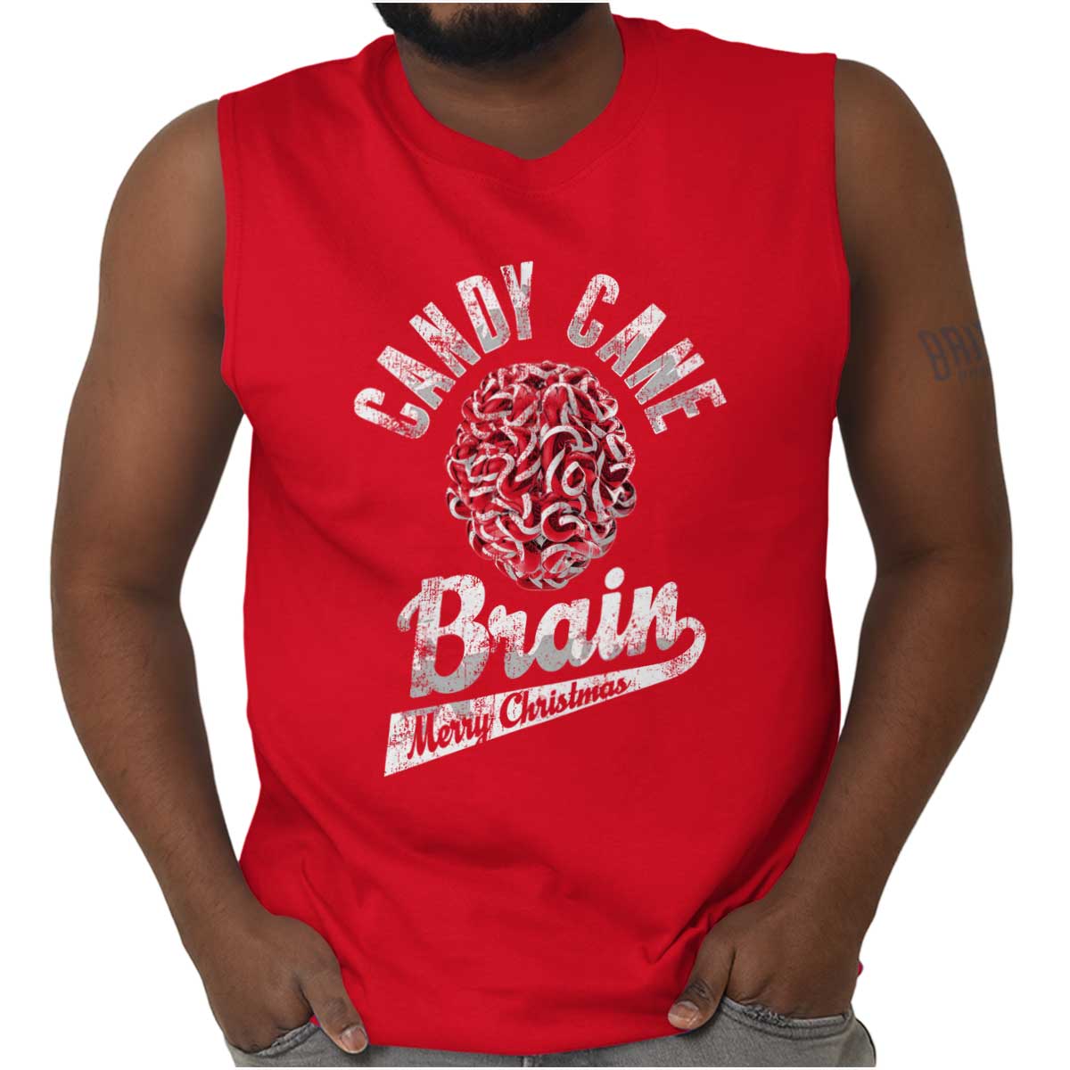 Candy Cane Brain Sleeveless T Shirt