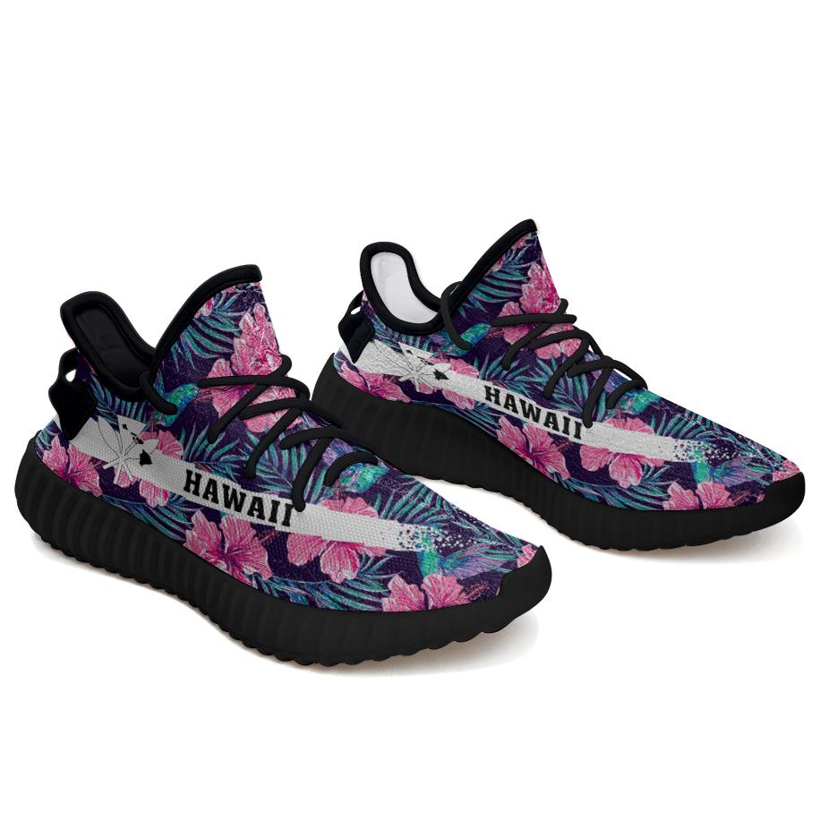 Hawaiian Sneakers YZ Tropical Flowers With Hummingbirds Palm Leaves