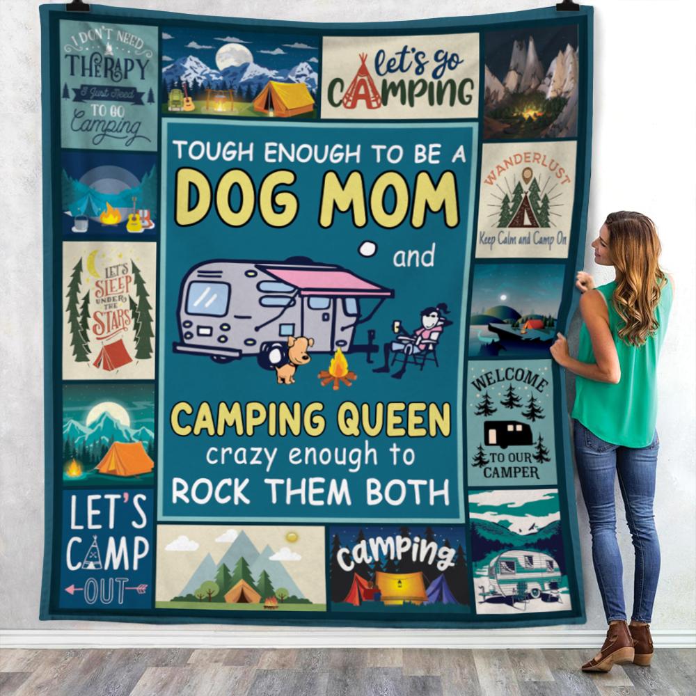 Camping Queen Dog Mom Fleece Blanket, Sherpa Blanket, Gift For Parent, Family Member, Friends Gift, Christmas Gift, Home Decor, Home Living